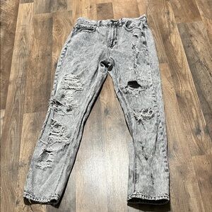 American Eagle Outfitters Women's Ripped Acid-Wash Gray Skinny Jeans